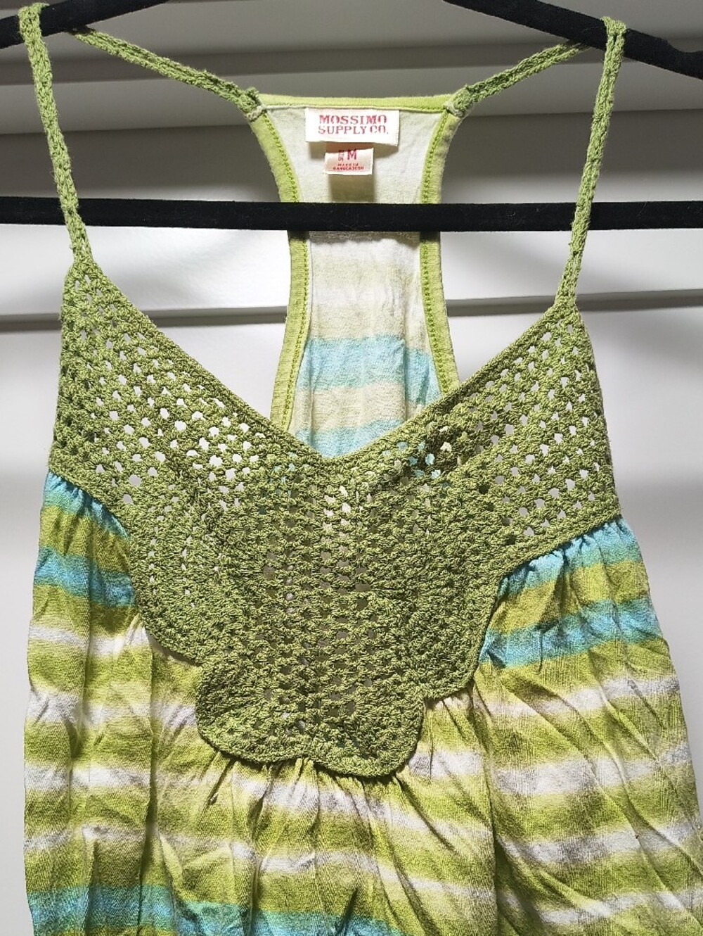 Mossimo Supply Co. Green Crochet-Trim Striped Tank with Blue & Cream Accents - Picture 3 of 6